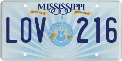 MS license plate LOV216