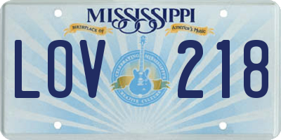 MS license plate LOV218