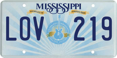 MS license plate LOV219