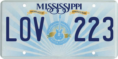 MS license plate LOV223