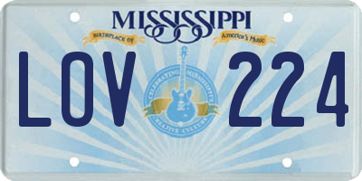 MS license plate LOV224