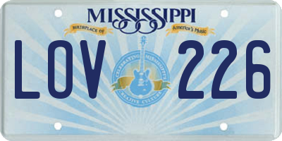 MS license plate LOV226