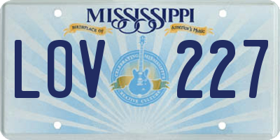 MS license plate LOV227