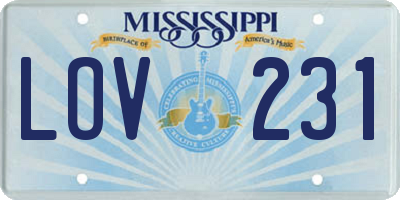 MS license plate LOV231