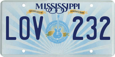MS license plate LOV232