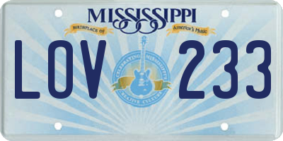 MS license plate LOV233