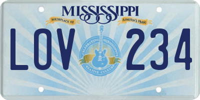 MS license plate LOV234