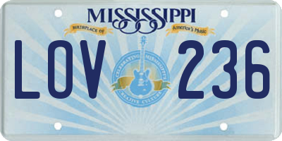 MS license plate LOV236