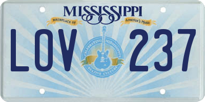 MS license plate LOV237