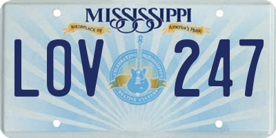 MS license plate LOV247