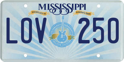 MS license plate LOV250