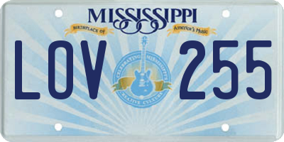 MS license plate LOV255