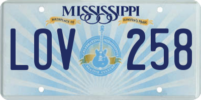 MS license plate LOV258