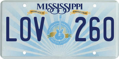 MS license plate LOV260