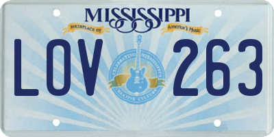 MS license plate LOV263