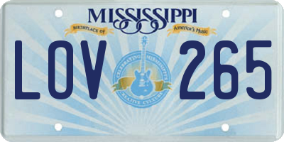 MS license plate LOV265