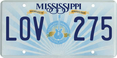 MS license plate LOV275