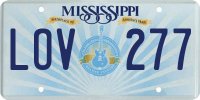 MS license plate LOV277