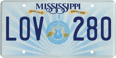 MS license plate LOV280