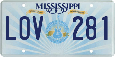 MS license plate LOV281
