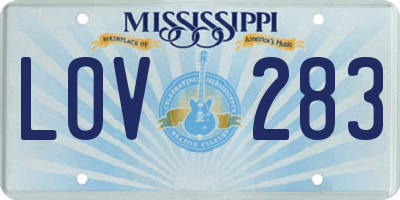 MS license plate LOV283