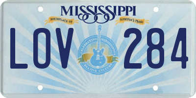 MS license plate LOV284