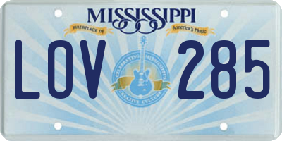 MS license plate LOV285