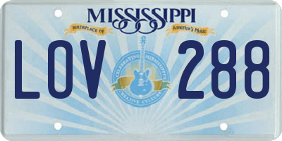 MS license plate LOV288