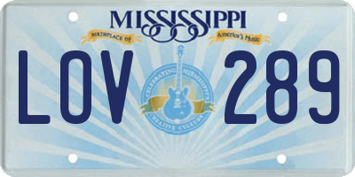 MS license plate LOV289