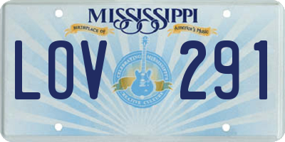 MS license plate LOV291