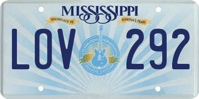 MS license plate LOV292
