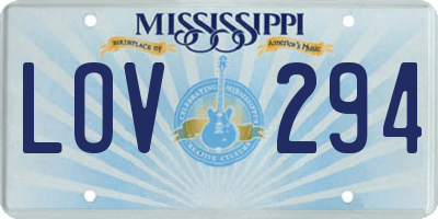 MS license plate LOV294