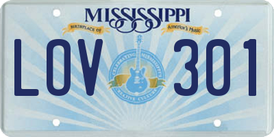 MS license plate LOV301