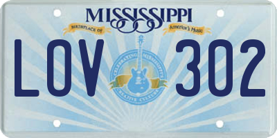 MS license plate LOV302