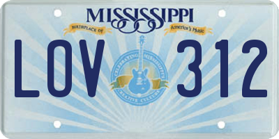 MS license plate LOV312