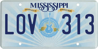 MS license plate LOV313