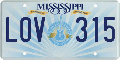 MS license plate LOV315