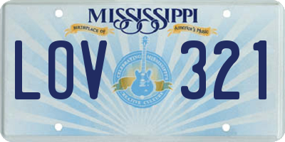 MS license plate LOV321