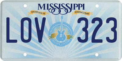 MS license plate LOV323