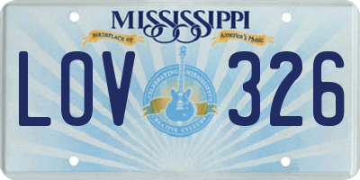 MS license plate LOV326