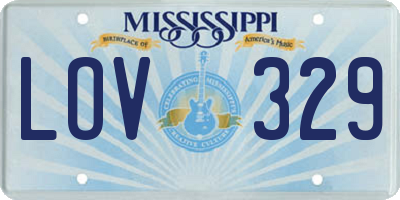 MS license plate LOV329