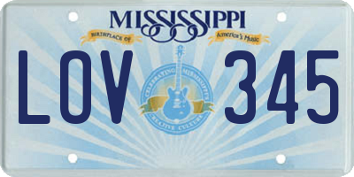 MS license plate LOV345