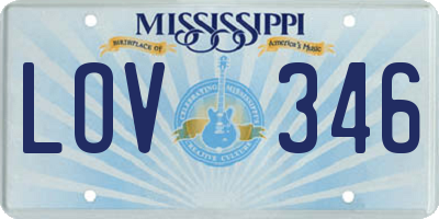 MS license plate LOV346