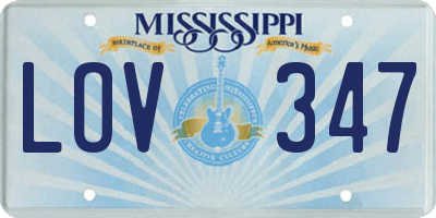 MS license plate LOV347