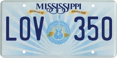 MS license plate LOV350
