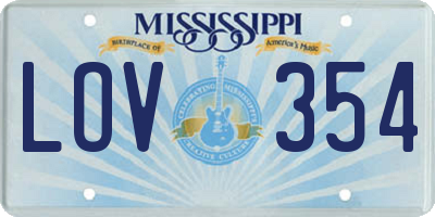 MS license plate LOV354