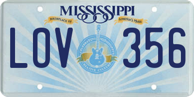 MS license plate LOV356