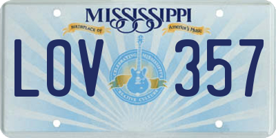 MS license plate LOV357