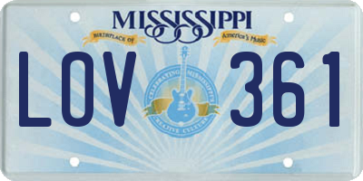 MS license plate LOV361