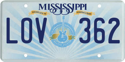 MS license plate LOV362